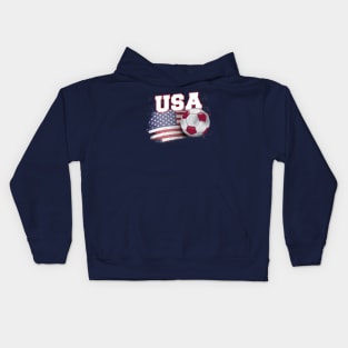 Vintage American Flag USA Soccer Ball Football Kids Hoodie